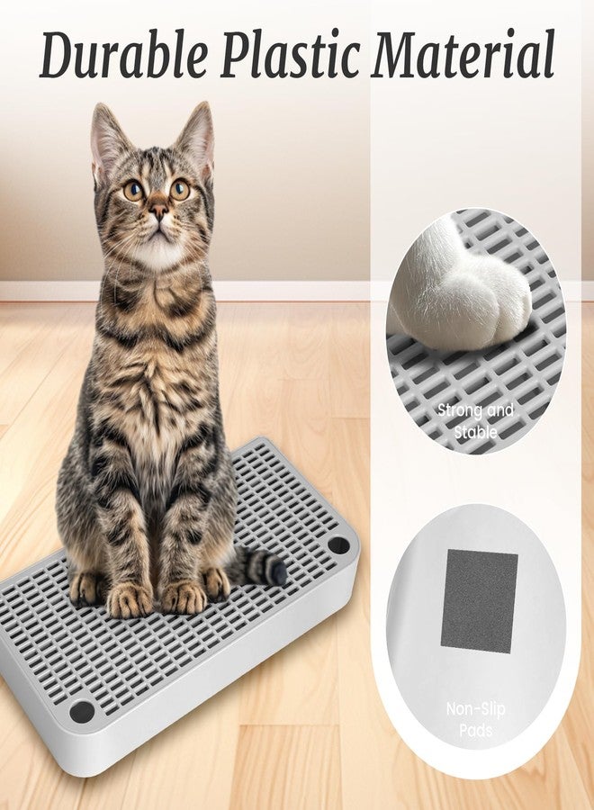 QsiuYbng Light Gray Litter Box Step for Limited Spaces, Portable Plastic Litter Box Ramp Anti-Tracking & Easy to Clean, Cat Steps with Filter Function for Small & Elderly Cats (12.6×6.3×1.57In) - Image 3